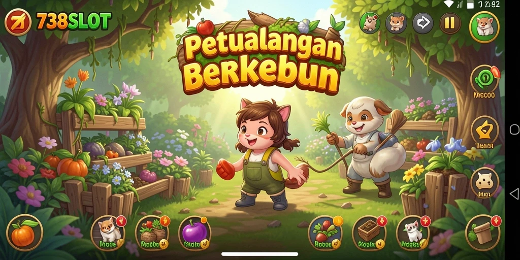 Tampilan menarik dari gameplay berkebun di 738SLOT.