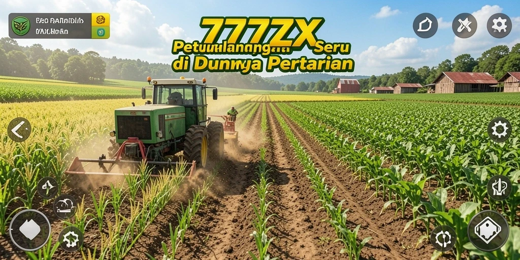 Tampilan gameplay 777ZX yang menampilkan aktivitas pertanian yang seru.