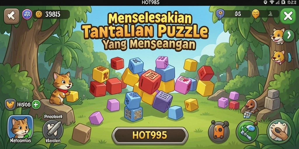 Tampilan gameplay HOT985 yang menarik dalam menyelesaikan puzzle.