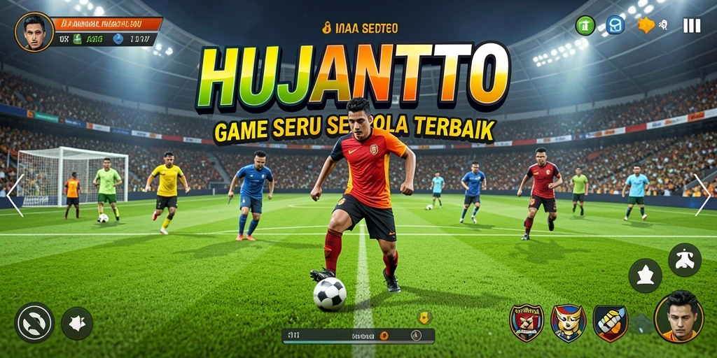 Tampilan gameplay seru di HUJANTOTO dengan aksi sepak bola yang memukau.
