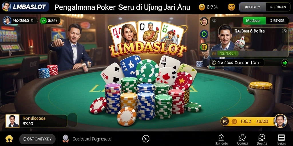 Tampilan menarik gameplay Poker di LMBASLOT yang seru.