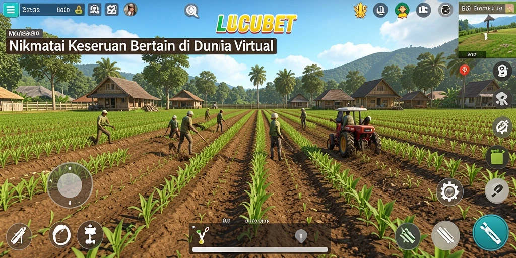 Gameplay seru LUCUBET yang menampilkan pertanian virtual.